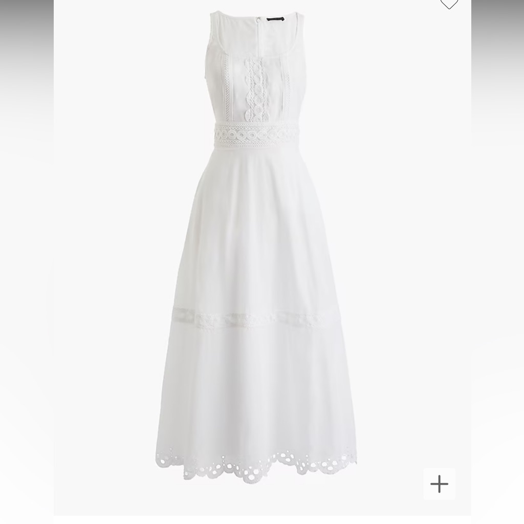 J. Crew Scoop-Neck Midi Dress With Eyelet Trim In Organic Cotton